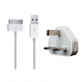 Apple Iphone / Ipod UK Plug & USB Data Sync & Charger Cable